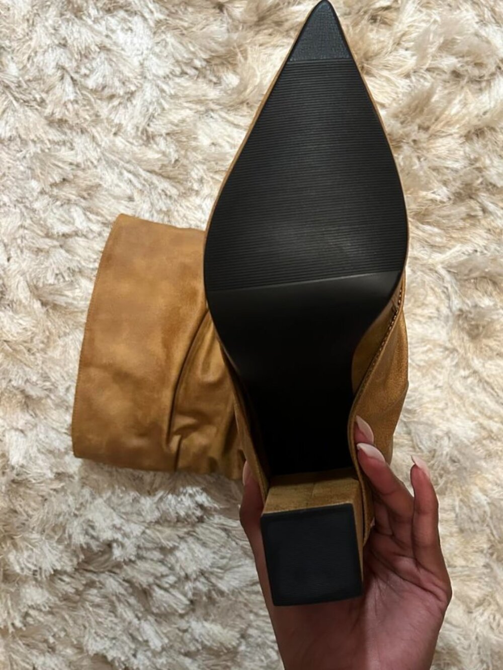 Fold Over Slouch Boots Block Heels - Picture 3 of 10